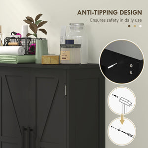 Meuble de salle de bain de style campagnard avec étagère réglable, noir