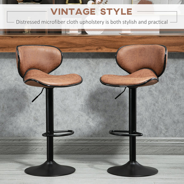 Set of 2 height-adjustable bar stools with swivel seats