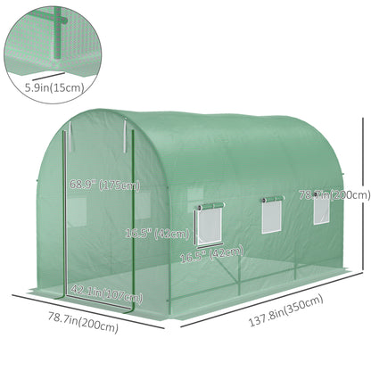 Outsunny Outdoor Plant Grow Tunnel: 11.5 x 6.6 Warm Greenhouse with Roll-Up Door