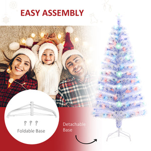 Sapin de Noël artificiel blanc de 5 pieds pré-éclairé en fibre optique LED
