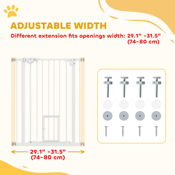 36" Easy Open Indoor Dog Gates for Doorways, House, Stair - White