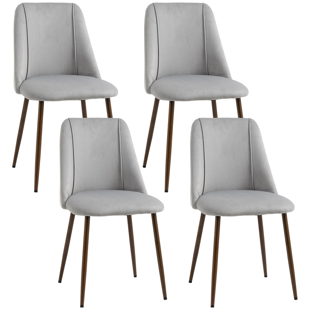 Set of 4 velvet upholstered dining chairs, grey