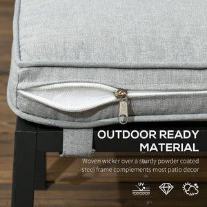 Ensemble de mobilier de jardin 5 pièces en rotin PE, kaki