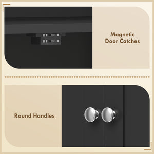 Armoire de cuisine avec 4 portes et 16 étagères pour salle à manger, noir