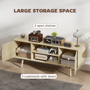 Meuble pour téléviseurs jusqu'à 55 pouces avec étagères de rangement et pieds en bois