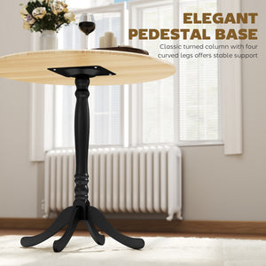 Table à manger pour 2 à 4 personnes, ronde moderne avec pied central en acier, 80 cm, bois naturel et noir