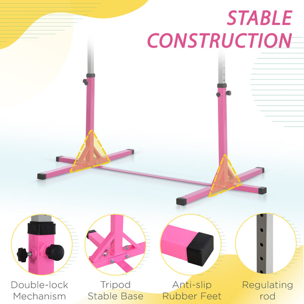 Barre de gymnastique professionnelle pour enfants, rose
