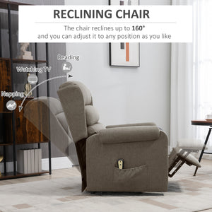 Fauteuil releveur pour personnes âgées avec repose-pieds et poches latérales, marron