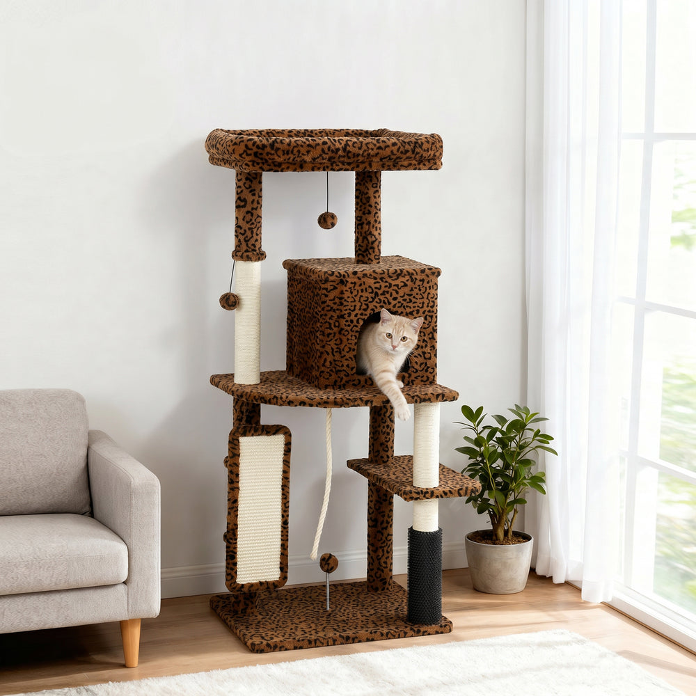 Arbre à chat de 52 po avec condo, lit, griffoirs en sisal et plateformes