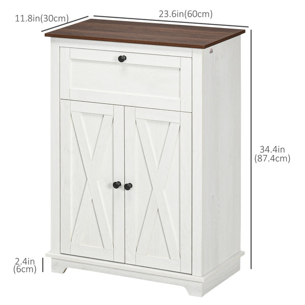 Country-style buffet with doors and drawer, white.