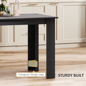 Kitchen table for 4 to 6 people, wood effect, black