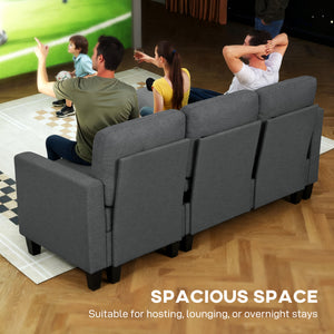Canapé-lit en forme de L avec lit gigogne, méridienne réversible avec rangement, assise large et profonde, gris anthracite