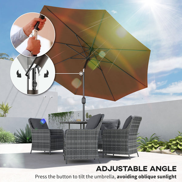 9.7-foot round umbrella with crank and tilt, cafe