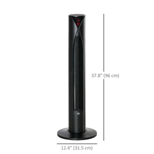Ventilateur tour autonome avec 3 vitesses, minuterie 12 h, oscillant, panneau de capteur LED, télécommande, noir