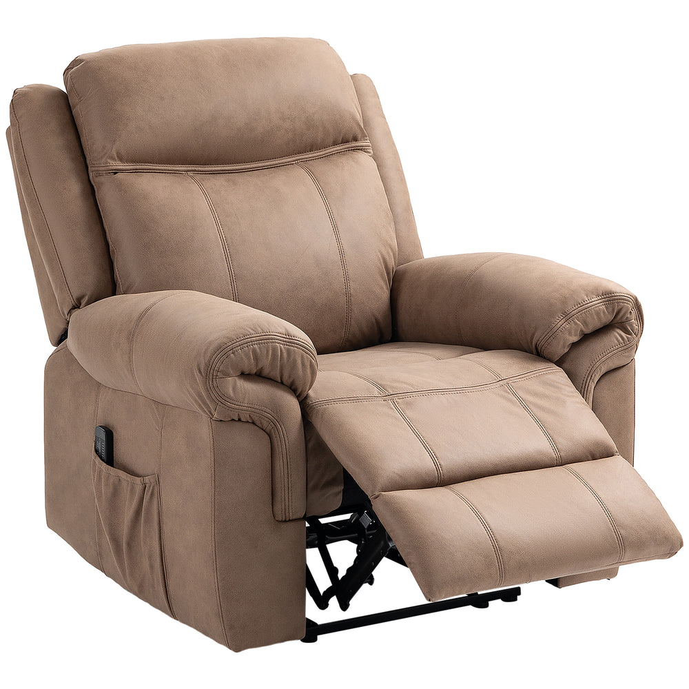 Fauteuil inclinable manuel avec massage par vibrations, poches latérales, en microfibre, marron