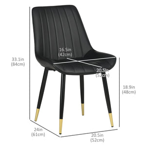 Set of 2 dining chairs with faux leather upholstery, black