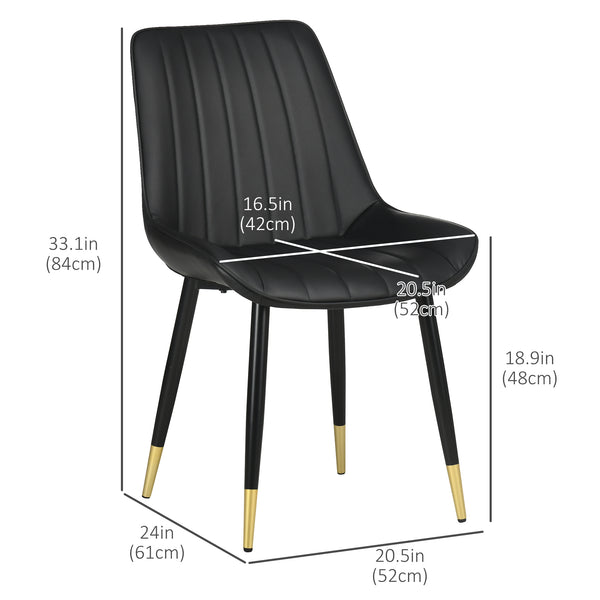 Set of 2 dining chairs with faux leather upholstery, black