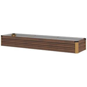 Jardinière surélevée galvanisée 2,44 m x 0,61 m x 0,30 m, marron