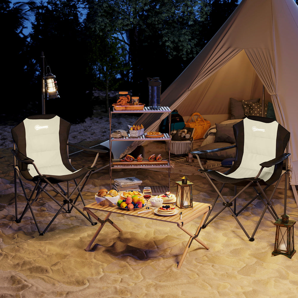 Lot de 2 chaises de camping pliantes à dossier haut avec porte-gobelet