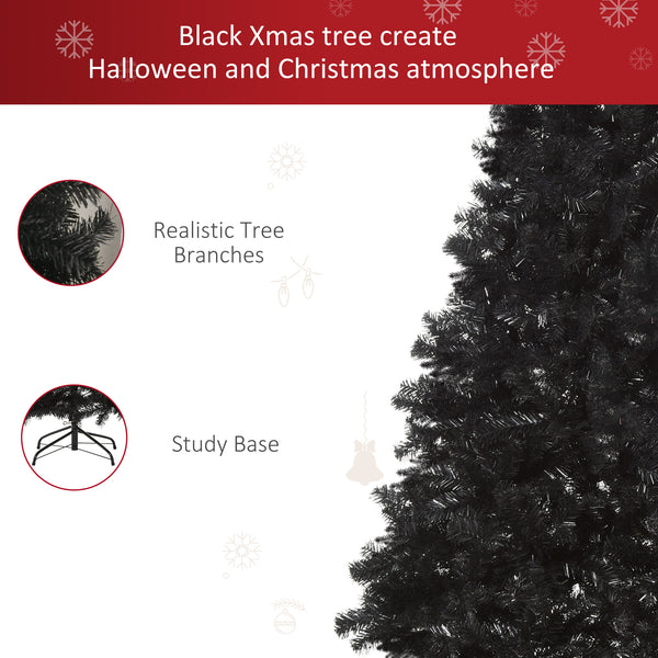 Sapin de Noël artificiel noir de 7 pieds
