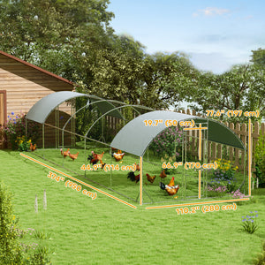 Galvanized metal chicken coop with outdoor run