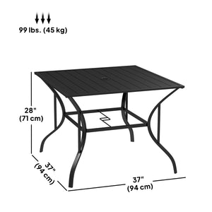 Table de jardin carrée avec trou pour parasol