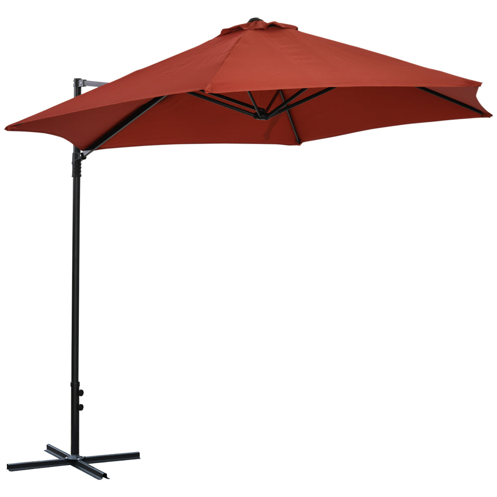 Parasol de terrasse déporté 8,5 pieds avec rotation à 360° avec base croisée, rouge vin