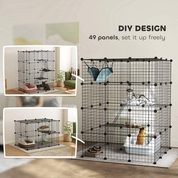 4-level cat cage for 1 to 3 cats with hammock