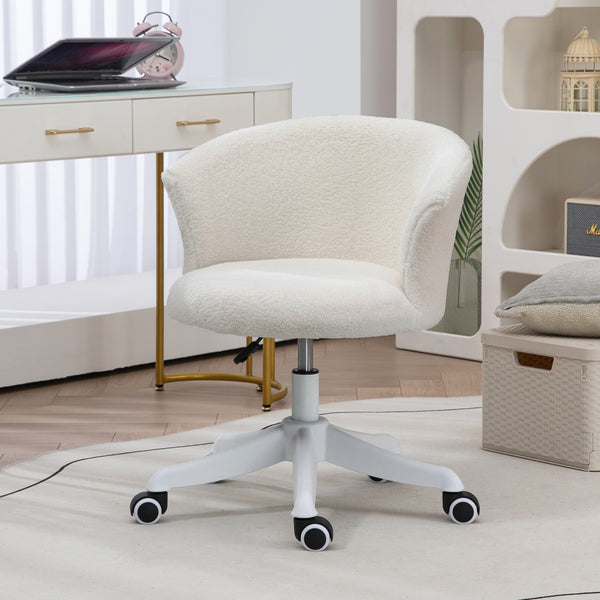 Soft, armless office chair with adjustable height, white