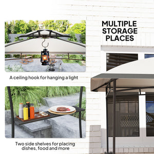 Outsunny 8' x 5' Outdoor Grill Gazebo, Double Tiered Barbecue Grill Gazebo Shelter with 2 Side Shelves and Hook, Light Gray |