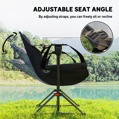 Lot de 2 chaises hamac de camping, dossier réglable, pliable avec porte-gobelet et siège rembourré