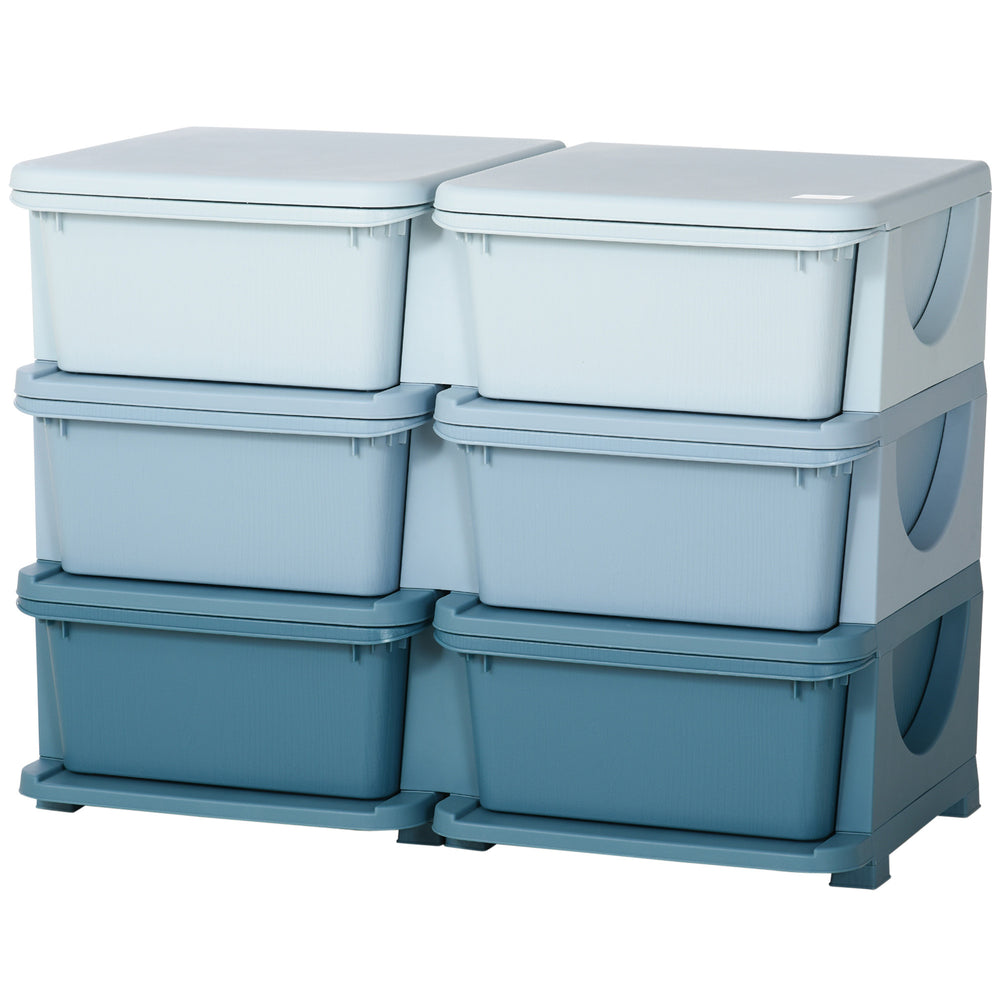 3-Tier Kids Toy Organizer and Storage Bins with 6 Plastic Drawers, Blue