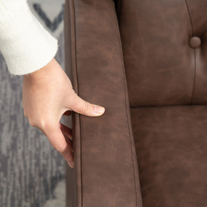 Fauteuil d'appoint moderne en similicuir avec rembourrage épais, marron