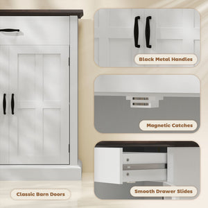 Buffet de rangement avec tiroir, 2 portes et tablette ajustable – Blanc