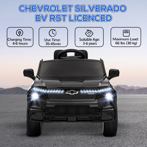 Chevrolet Silverado électrique RST 12V sous licence avec télécommande, noir