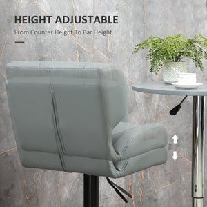 Set of 2 swivel bar stools in faux leather, grey