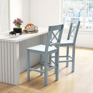 Set of 2 wooden bar stools, grey