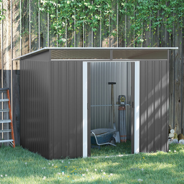 Abri de jardin verrouillable en acier, gris