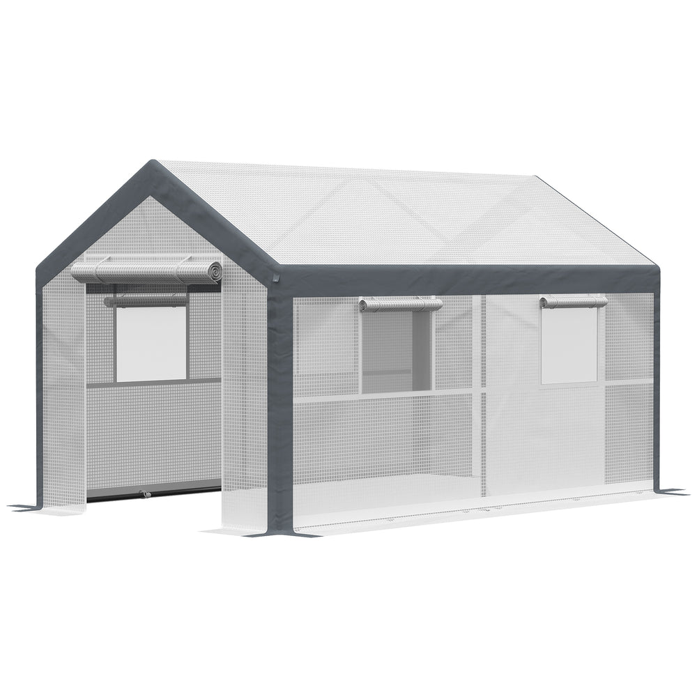 Sturdy, wind-resistant greenhouse with optimal ventilation, white