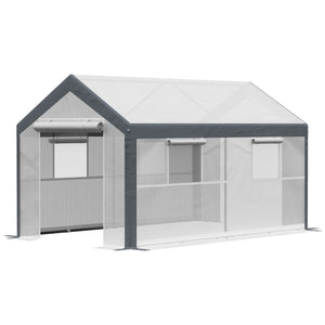 Serre robuste résistante au vent et dotée d'une ventilation optimale, blanche