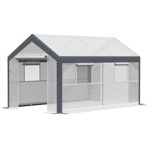 Serre robuste résistante au vent et dotée d'une ventilation optimale, blanche