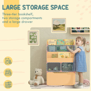 Children's Bookcase with Book Storage Drawer, Reading Corner, Pink