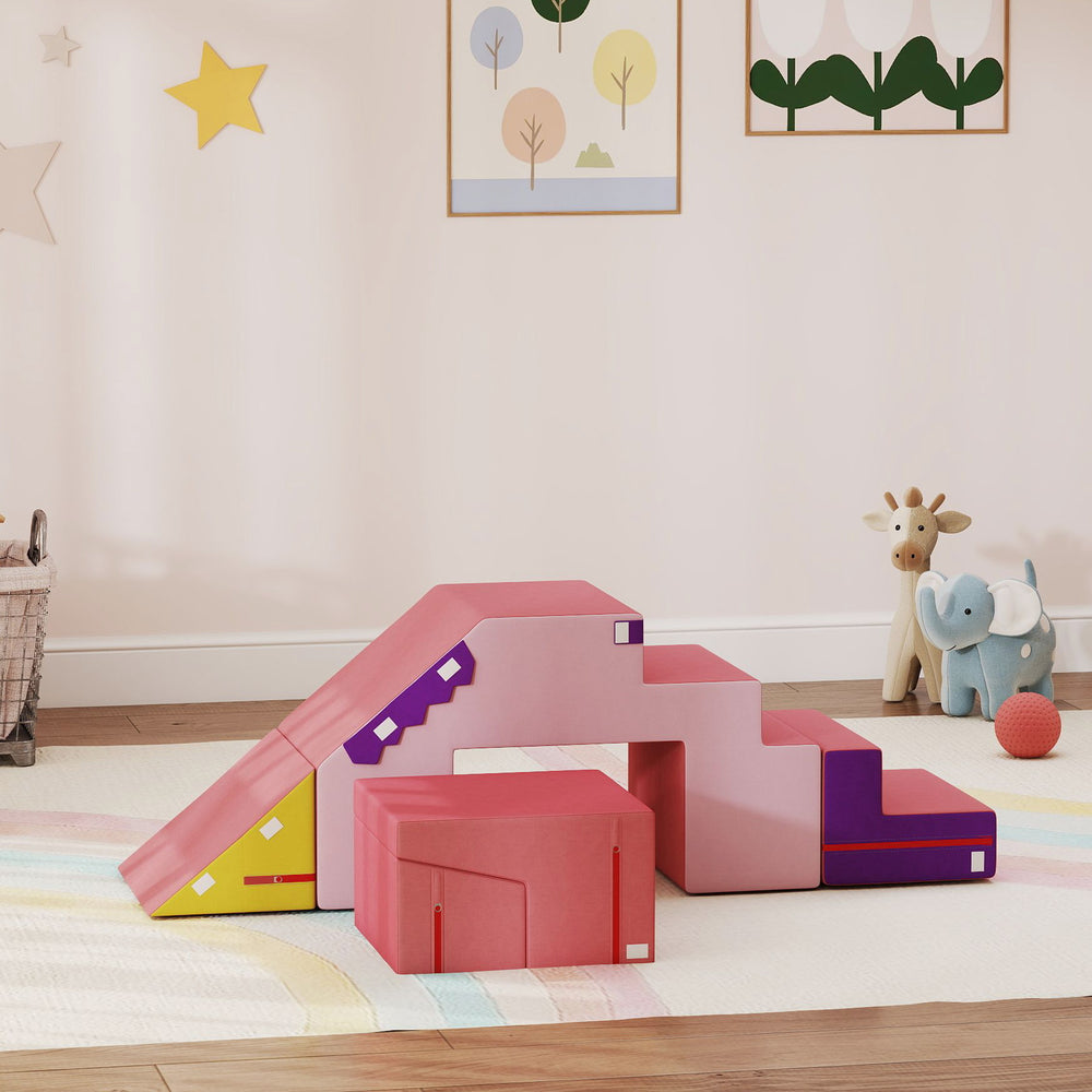 Blocs d'escalade en mousse 2 pièces avec housse amovible rose