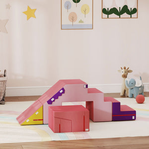 Blocs d'escalade en mousse 2 pièces avec housse amovible rose