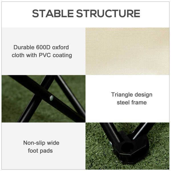 Chaise de camping portable  avec sac de transport et poche latérale, blanche