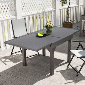 Table de salle à manger d'extérieur extensible en aluminium, gris