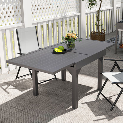 Table de salle à manger d'extérieur extensible en aluminium, gris