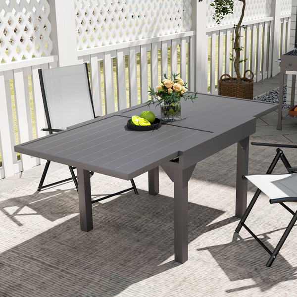 Table de salle à manger d'extérieur extensible en aluminium, gris