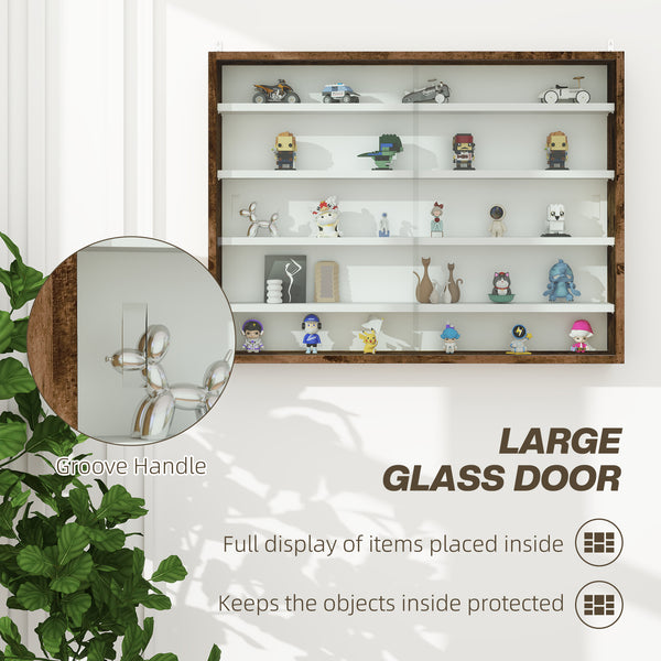 5-Tier Glass Display Cabinet with 2 Glass Doors and 4 Adjustable Shelves, Brown