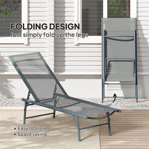 Lot de 2 chaises longue inclinable avec dossier réglable, assise en maille, gris clair